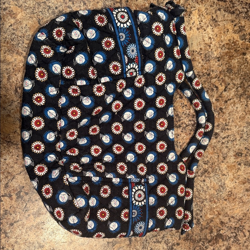 Vera Bradley Black Floral Mini Bag with Blue and Red Accents